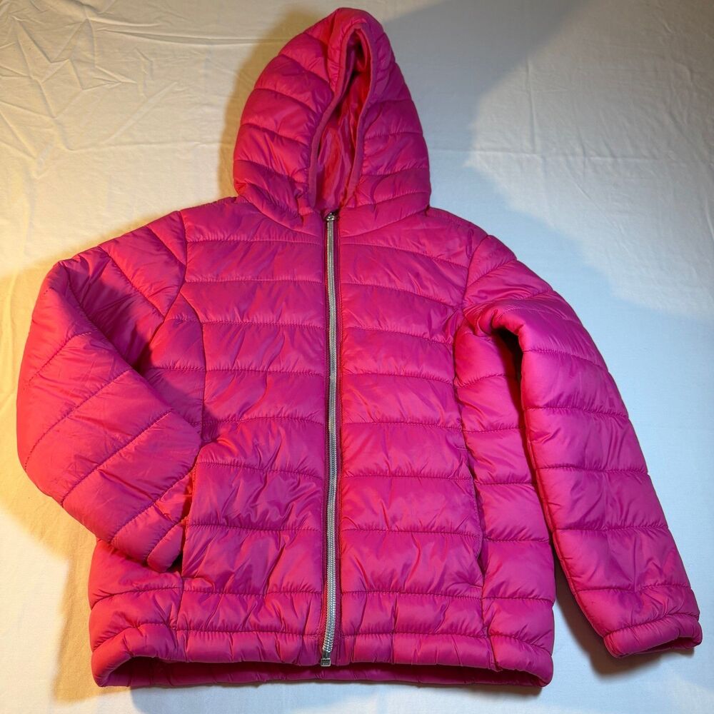 Lupilu 5-6Y Kids Puffer Hooded Rain Jacket Girls Pink Polyester Waterproof Coat